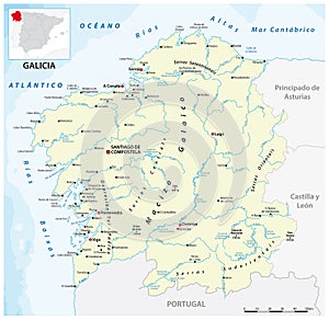Vector map of the Spanish autonomous communities of galicia