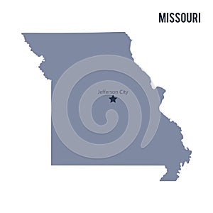 Vector map State of Missouri isolated on white background.