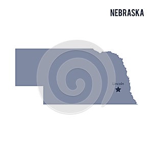 Vector map State of Nebraska isolated on white background.