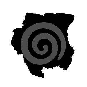 Vector map Suriname. Isolated vector Illustration. Black on White background. photo