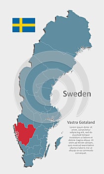 Vector map Sweden, county Vastra Gotaland photo