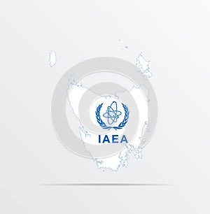 Vector map Tasmania combined with International Atomic Energy Agency IAEA flag
