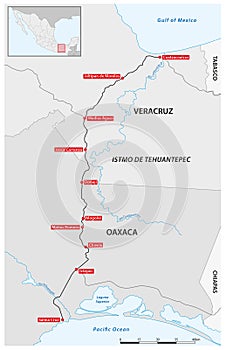 Vector map of Tehuantepec Railway, Mexico