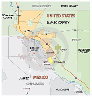 Vector map of the Texan El Paso County  United States