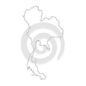 Vector map Thailand. Isolated vector Illustration. Black on White background.