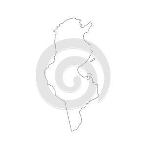 Vector map Tunisia. Isolated vector Illustration. Black on White background.