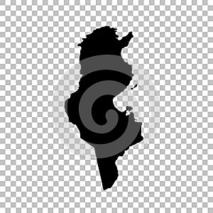 Vector map Tunisia. Isolated vector Illustration. Black on White background.