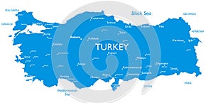 Vector map of Turkey