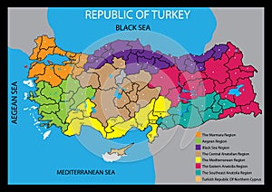 Vector map of Turkey country