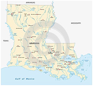 Vector Map of the U.S. state of Louisiana