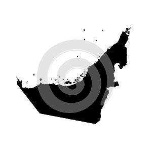 Vector map United Arab Emirates. Isolated vector Illustration. Black on White background.