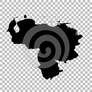 Vector map Venezuela. Isolated vector Illustration. Black on White background.