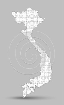 Vector map Vietnam from white puzzle, jigsaw