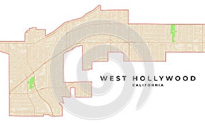 Vector map of West Hollywood, California, USA photo