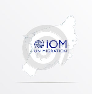 Vector map West Pomeranian Voivodeship Poland combined with International Organization for Migration IOM flag photo