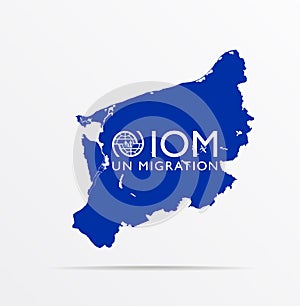 Vector map West Pomeranian Voivodeship Poland combined with International Organization for Migration IOM flag photo