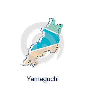 vector map of Yamaguchi modern outline design, Borders of Japan for your infographic. Vector illustration. design template
