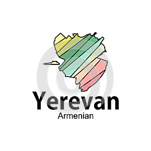 vector Map of Yerevan Armenia,Armenia Map. District map of Armenia detailed map colorful