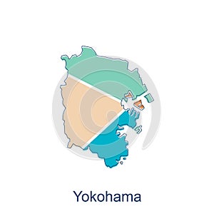 vector map of Yokohama modern outline design, Borders of Japan for your infographic. Vector illustration. design template