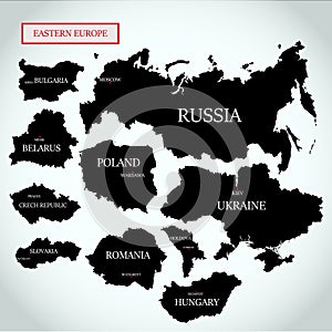 Vector maps of Eastern Europe with capitals