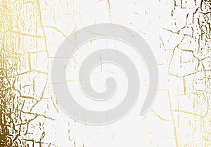 Vector marble texture cracked golden foil. Patina. Gold scratch. Subtle light white holiday background. Abstract glamour golden bg