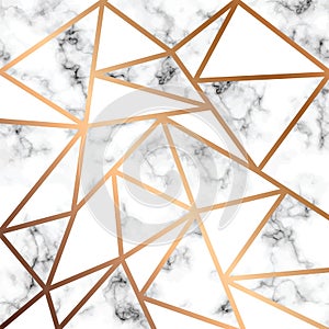 Vector marble texture design with golden geometric lines, black and white marbling surface, modern luxurious background