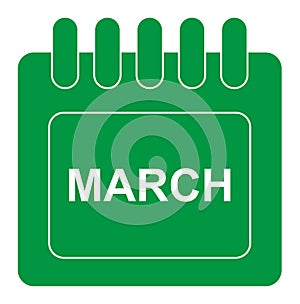 Vector march on monthly calendar green icon