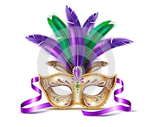 Vector mardi gras venetian mask brazil carnival