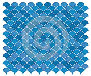 Vector marine blue seamless mermaid background with a pattern of fish scales. Mermaid tiles.