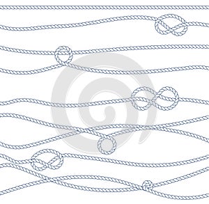 Vector Marine Rope and Knot Seamless Pattern.