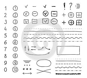Vector marker elements, hand drawing