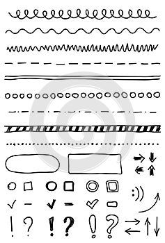 Vector marker elements, hand drawing