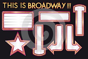 Vector Marquee Bulb realistic blank billboard set inspired to Broadway Style