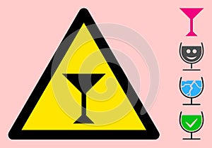 Vector Martini Glass Warning Triangle Sign Icon