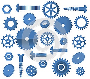 Vector materials symbols (tooth wheels, circular s