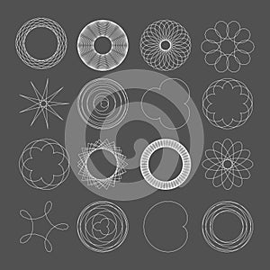 Vector Mathematical Spirograph Curve Structure Set Generative Art