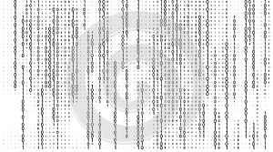 Vector matrix background. Stream of binary code on screen. Data and technology, decryption and encryption, computer