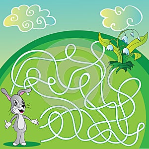 Vector Maze, Labyrinth Game for Children with hare