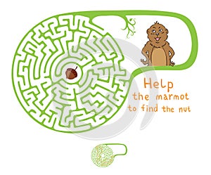 Vector Maze, Labyrinth with Marmot and Nut.