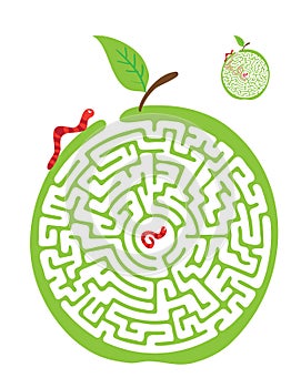 Vector Maze, Labyrinth with Monkey and Banana.