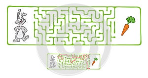 Vector Maze, Labyrinth with Rabbit and Carrot.