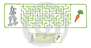 Vector Maze, Labyrinth with Rabbit and Carrot. photo