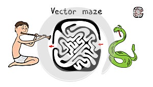 Vector Maze, Labyrinth with Snake and Fakir