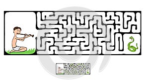 Vector Maze, Labyrinth with Snake and Fakir photo