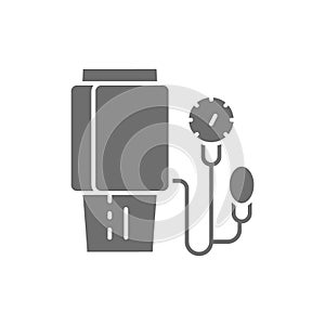 Vector measurement of blood pressure grey icon.