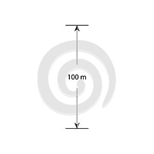 Vector measurement distance arrows for drawings. Distance in between two objects for web banner, web and mobile application,