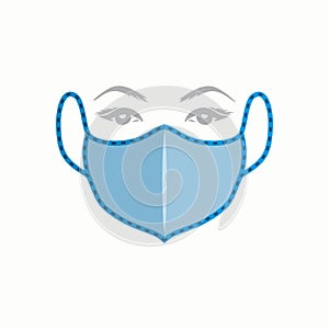 Vector medical face mask. Stop the spread of viruses, help prevent hand-to-mouth transmissions.