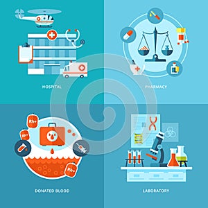 Vector medical and health icons set for web design, mobile apps.