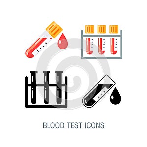 Vector medical icons for blood test infographic