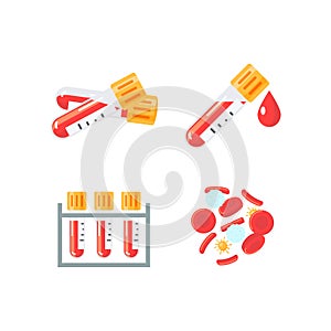 Vector medical icons for blood test infographic